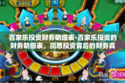 百家乐投资财务明细表-百家乐投资的财务明细表，洞悉投资背后的财务真相-百家乐投资财务明细表